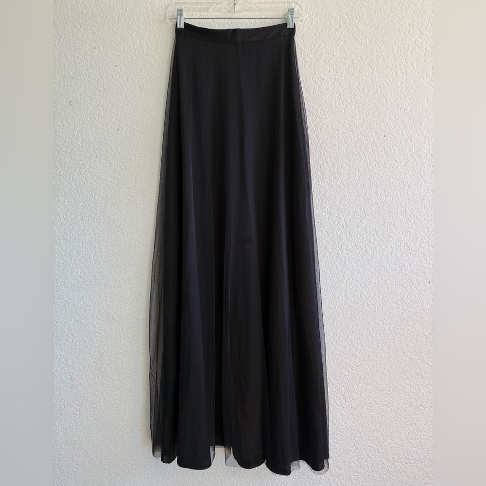 MARINA Classic Black Tulle Maxi Chiffon Mesh Overlay Skirt